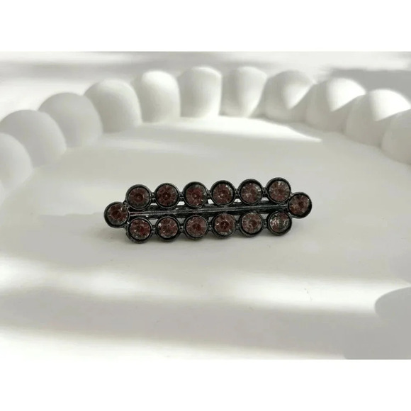 Silver Toned Vintage Rhinestone Classic Elegant Double Row Brooch Pin - Picture 7 of 10